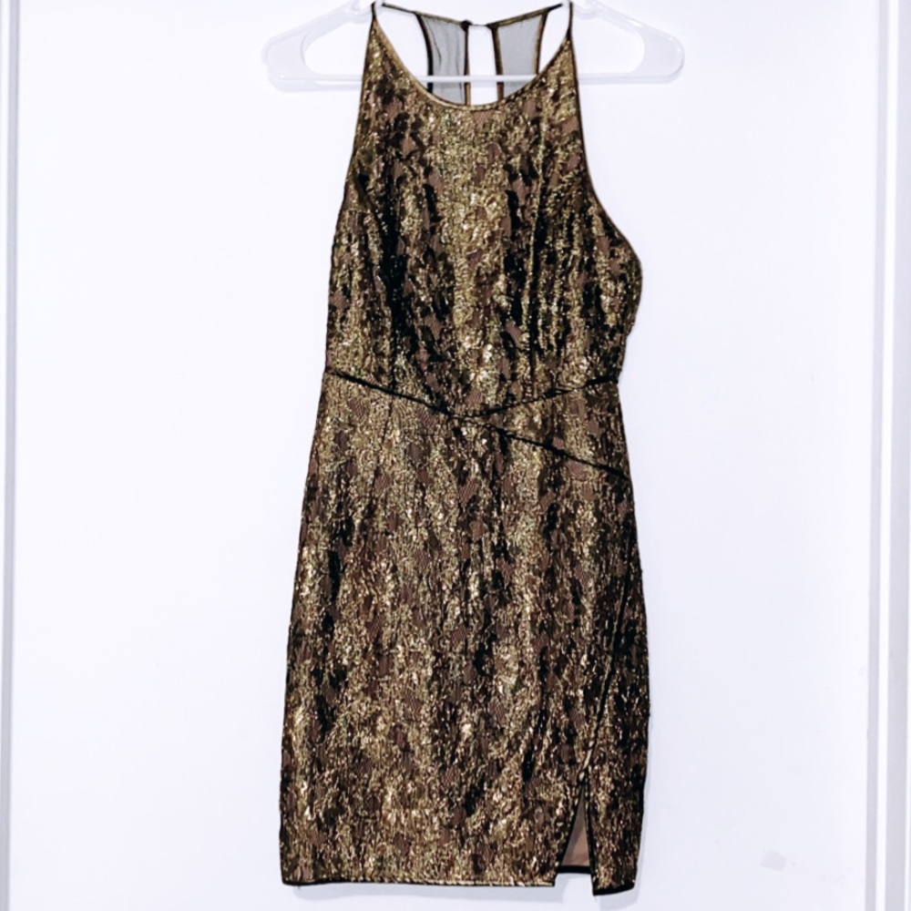 BCBG Gold mini dress